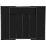 Relaxdays Besteckkasten Bambus ausziehbar 7 Fächer hbt 5,5 x 31,5 - 48,5 x 37 cm schwarz