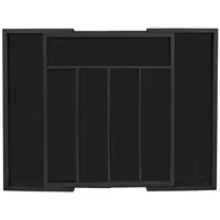 Relaxdays Besteckkasten Bambus ausziehbar 7 Fächer hbt 5,5 x 31,5 - 48,5 x 37 cm schwarz