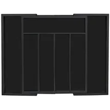 Relaxdays Besteckkasten Bambus ausziehbar 7 Fächer hbt 5,5 x 31,5 - 48,5 x 37 cm schwarz