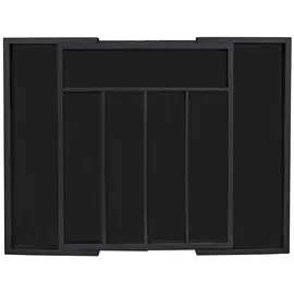 Relaxdays Besteckkasten Bambus ausziehbar 7 Fächer hbt 5,5 x 31,5 - 48,5 x 37 cm schwarz