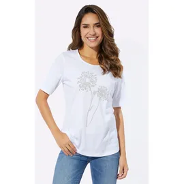 Classic Basics Rundhalsshirt CLASSIC BASICS "Rundhals-Shirt", Damen, Gr. 50, weiß (weiß, hellgrau, bedruckt), 100% Baumwolle, geblümt, gemustert, Rundhals, Shirts Rundhalsshirt