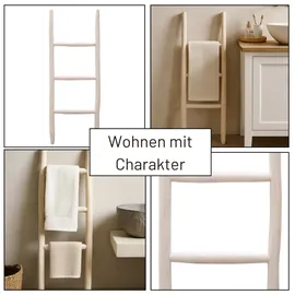 Marrakesch Orient & Mediterran Interior Dekoleiter Manoni 92cm – Handgefertigte Deko-Leiter aus Holz Weiß
