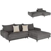 Ecksofa - grau - Liegefunktion und Staukasten - Ottomane rechts Sofa
