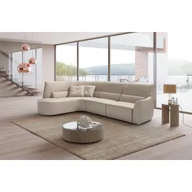 Egoitaliano Ecksofa "Puffy, extravagant & edel, Retro Designsofa, hoher Sitzkomfort, L-Form", grau (stone), B:330cm H:88cm T:205cm, Leder »BULL« (echtes Rindsleder). Geschliffenes, pigmentiertes und behandeltes Rindsleder mit einer Dicke von 1, 3-1, 5 mm.