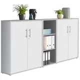 BMG Möbel Schrankwand Office Edition abschliessbarer Aktenschrank Büroschrank Büromöbel Regal in Lichtgrau/Weiß Matt... (Set 8)