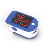 PULOX PO-100 Pulsoximeter mit LED-Anzeige, inkl. Hardcase, Batterien, Schutzhülle, Nylontasche und Trageband Blau