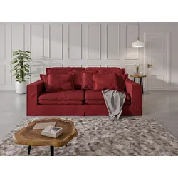 4-Sitzer HOME AFFAIRE "ALISSAS mit vielen Kissen, Biesen an den Kissen", rot, B:240cm H:94cm T:146cm, 92% Polyester, 8% Nylon, Sofas, Hussenoptik, mit kleinen Taschen an der Seite zum Verstauen