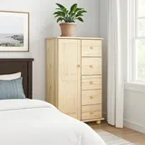 Kleiner Kleiderschrank 122x79, Schubladen und Türen, Massivholz, Kiefer, MD24
