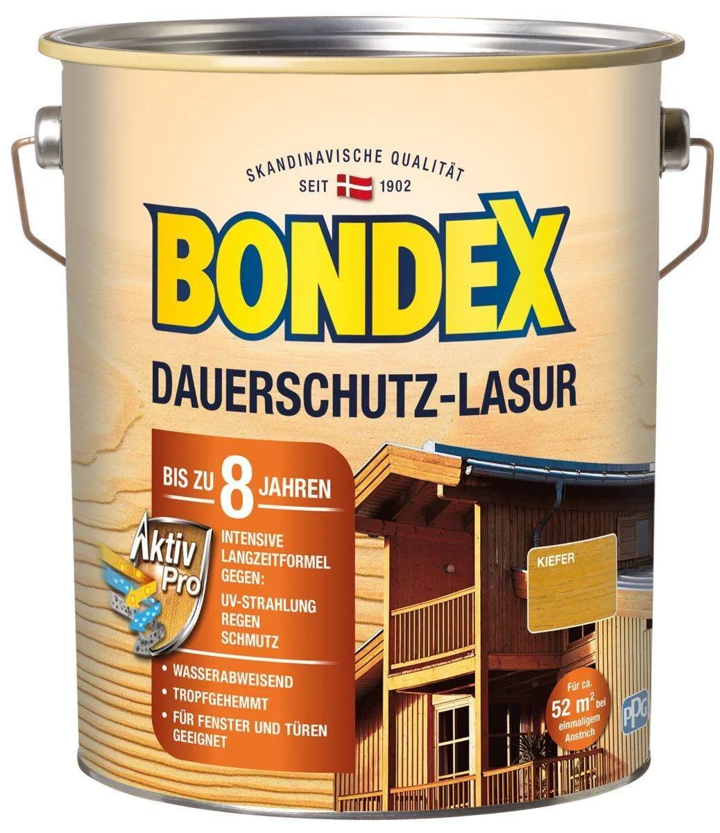 BONDEX Dauerschutz-Lasur Außen, Holzfarbe, 0,75 - 4 l, 12 Farben, Holzschutz