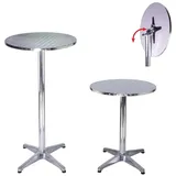 TRUTZHOLM Stehtisch 2x Bistrotisch 2in1 Alu Bartisch höhenverstellbar 70/115cm Ø 60cm (2er Set), verstellbare Höhe, hochwertiges Aluminium, klappbare Tischplatte silberfarben