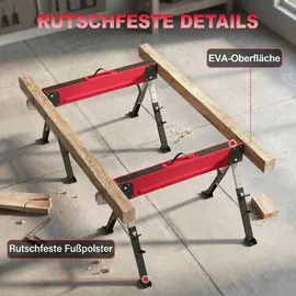 Homcom Arbeitsbock Metall 64-81 cm Rot klappbar 7-fach höhenverstellbar