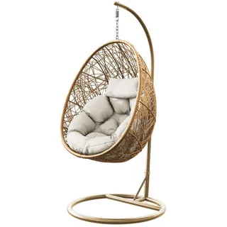 Mirjan24 Hängesessel Braun, Metall, 1-Sitzer, rund, 90x195x95 cm, Gartenmöbel, Hängesessel