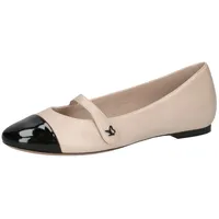 CAPRICE Damen, Ballerinas aus Leder mit Riemen, Mehrfarbig (Beige/Black),