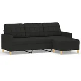 vidaXL 3-Sitzer-Sofa mit Hocker Schwarz 180 cm Stoff