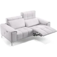 Sofanella Leder 2-Sitzer Sofa SALENTO Weiß 178 x 100 x 80 cm Füße: Matt-Schwarz