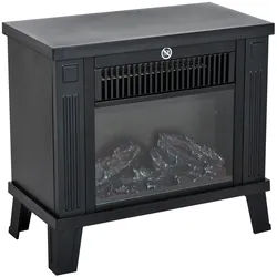 HOMCOM Kaminofen Metall, Hartglas, ABS