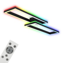 Briloner Leuchten - Deckenlampe RGB, Backlight Deckenleuchte LED, Dimmbar, Farbtemperatur einstellbar, LED Frame RGB, Fernbedienung, Schwarz