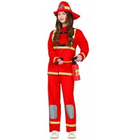 FIESTAS GUIRCA Feuerwehr Kostüm Kinder u. Teenagers - Alter Jungen Mädchen 14-16 Jahre - Kostüm Feuerwehrmann Kinder - Rotes Feuerwehr Anzug Feuerwehrfrau Kostüm Karneval, Fasching Kostüm Kinder