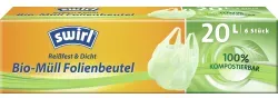 Swirl® Bio-Müll Folienbeutel 4006508970391 , 1 Karton = 16 x 6 Beutel = 96 Beutel mit Tragegriff, 20 l