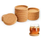 Korkuntersetzer Rund mit Rand, Absorbierende & HitzebestäNdige Kork Untersetzer zum Tischoberfläche Schutz, Korkuntersetzer Rund 10 cm Durchmesser, Untersetzer Kork für die Meisten Tassen (16er Set)