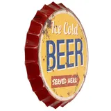 moritz Deko Blechschild Kronkorken Ice Cold Beer Served here gelb