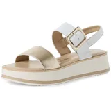 Marco Tozzi Sandalen mit Absatz aus Leder Bequem, Weiß (White Comb), 39