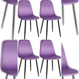 Décoshop26 - Set aus 4 schlichten Esszimmerstühlen mit schwarzen Metallbeinen und lila Stoffsitzen 10_0001831