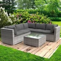 Brast Gartenmöbel Lounge Sofa Couch Set Passion Grau Poly-rattan Für 4 Personen