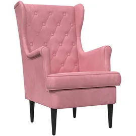 vidaXL Sessel Rosa Samt 1 x 1 x 1 cm Rosa mit Kissen