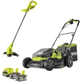 RYOBI Kombo-Kit Akku-Rasenmäher Akku-Rasentrimmer ONE+ 18 V, inkl 1x2,0 Ah Akku & Ladegerät