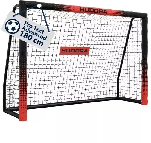 Hudora: Pro Tect Advanced Metall-Fußballtor, 180 cm – schwarz-rot