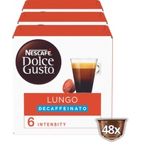 NESCAFÉ Dolce Gusto Lungo Decaffeinato, 48 Kaffeekapseln, Entkoffeiniert, 100% Arabica Bohnen aus Südamerika, Feine Crema, Aromaversiegelte Kapseln, 3er Pack (3x16 Kapseln)