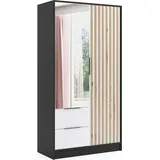 altdecor Kleiderschrank, Schwarz, Weiß, Eiche Artisan, Holzwerkstoff, 102x200x51 cm Schlafzimmer, Kleiderschränke