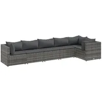 vidaXL 6-tlg Garten-Lounge-Set mit Kissen Grau Poly Rattan Modell 76