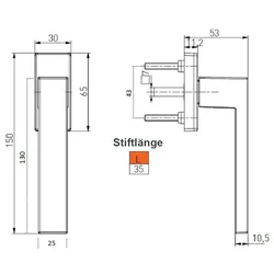 MS Beschläge Eloxiert - gebürstet Fensterolive Fenstergriff Aluminiumgriff 45° Rasterung