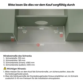 Ciarra Flachschirmhaube 60 cm Schwarz