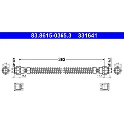 Bremsschlauch ATE 83.8615-0365.3 für Porsche Panamera Sport Turismo