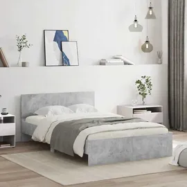 vidaXL Bettgestell mit Kopfteil LED-Beleuchtung Betongrau 140x200 cm