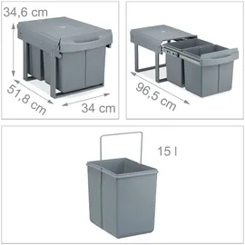 Relaxdays Einbaumülleimer 15 l Grau