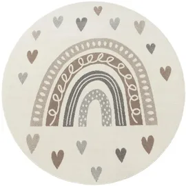 Paco Home Kinderteppich Teppich Kinderzimmer Mädchen Jungs Verschiedene Motive Und Größen Beige, 200 cm, Rund,