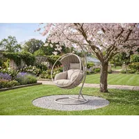 riess-ambiente Hängesessel ROPE greige - Aluminium, Outdoor & Indoor, Kissen, wetterfest, modern (Einzelartikel, 1-St), Lounge-Sessel aus Polyrattan - ideal für Garten, Terrasse oder Balkon beige