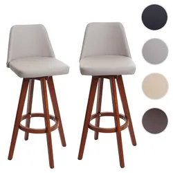 2er-Set Barhocker HWC-C43, Barstuhl Tresenhocker, Holz Kunstleder drehbar MVG-zertifiziert ~ taupe