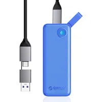 ORICO 256GB Externe SSD bis zu 1050MB/s, Portable SSD Festplatte Extern mit 2 in 1 USB C & A Kabel, Geeignet für iPhone 16 Pro Max, Tablet, Laptop -B10PRO(blau)