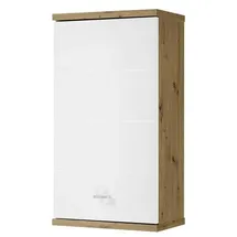 Stella Trading POOL Badezimmer Hängeschrank in Artisan Eiche Optik, Weiß - Moderner Badezimmerschrank Bad Schrank mit viel Stauraum - 38 x 71 x 23 cm (B/H/T)