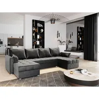 Masseno Ecksofa NAKO mit Schlaffunktion U-Form, Sofa mit Bettkasten, Wohnzimmersofa, Couch, Soffa, Bettsofa, Couchgarnitur- Grau, PAROS 06 - Grau