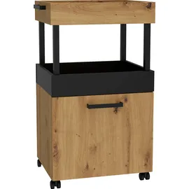 Forte Barschrank 50,2 x 88,6 x 41,1 cm Eiche/Schwarz matt