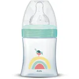 Dodie Babyflasche Initiation+, Antikolik, Lagune, Valentin, runder Sauger, 3 Geschwindigkeiten, Fluss 1, 0-6 Monate, 150 ml