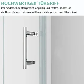 IMPTS Duschkabine Eckeinstieg 75x80 cm 180o Doppel Falttür Falttürkabine 6mm ESG-Nano Glas 195cm,OHNE Duschwanne