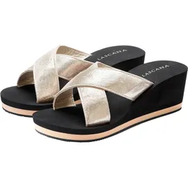 LASCANA Badepantolette Damen schwarz-goldfarben Gr.35