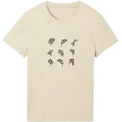 TOM TAILOR Damen T-Shirt mit Print, braun, Print, Gr. XXL
